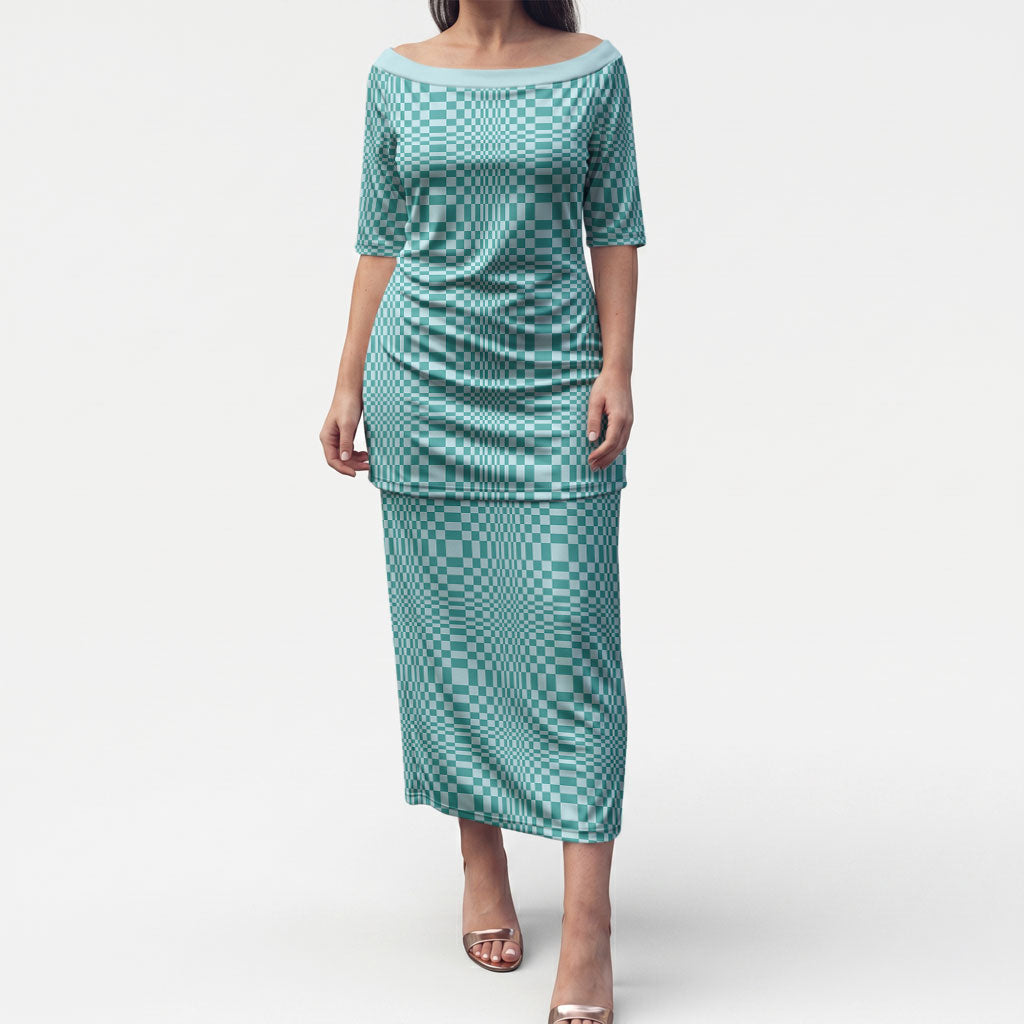 Cyan Filipino Binakol Motifs Puletasi Mabuhay Philippines Festival Kusikus Pattern