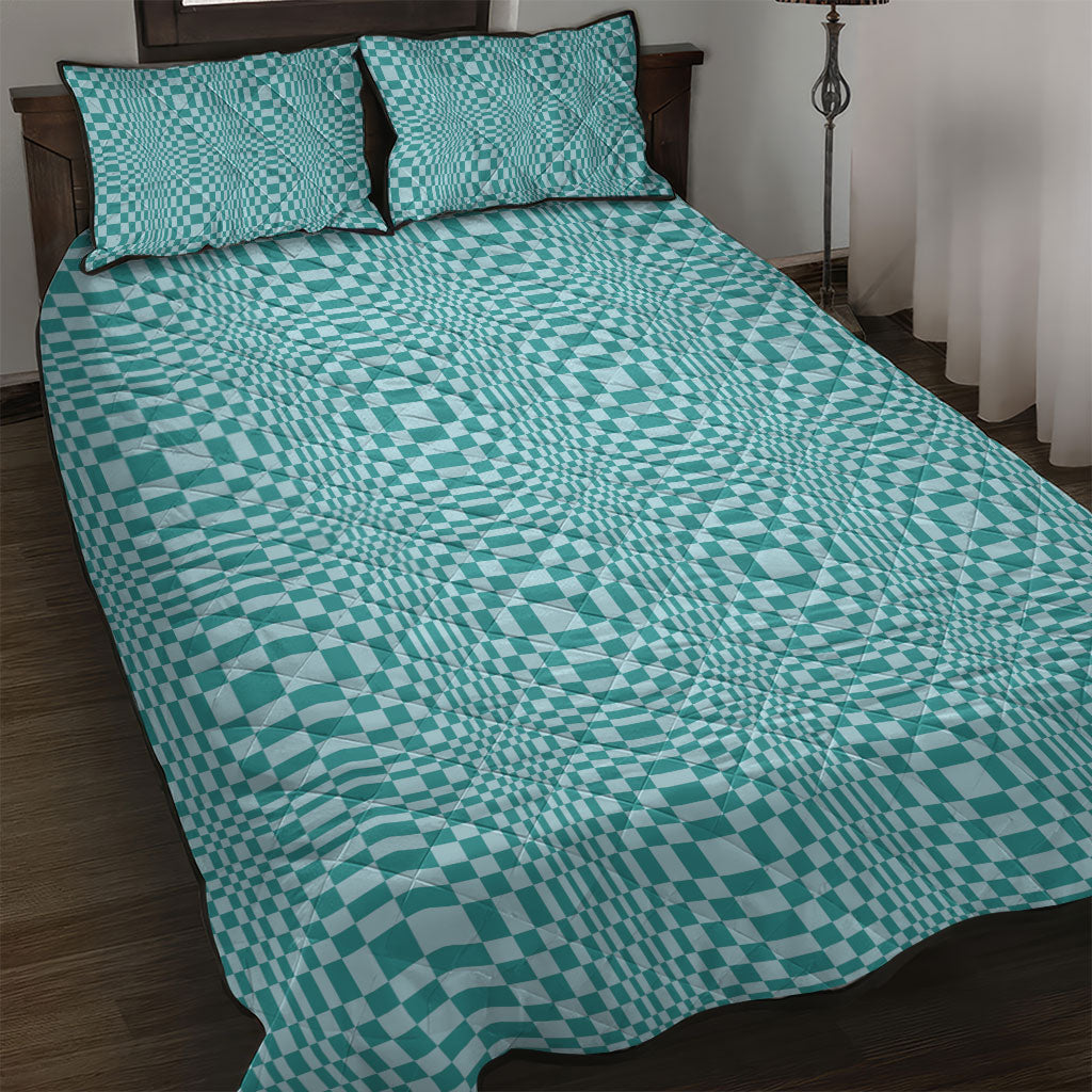 Cyan Filipino Binakol Motifs Quilt Bed Set Mabuhay Philippines Festival Kusikus Pattern