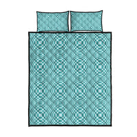 Cyan Filipino Binakol Motifs Quilt Bed Set Mabuhay Philippines Festival Kusikus Pattern