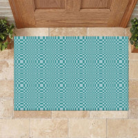 Cyan Filipino Binakol Motifs Rubber Doormat Mabuhay Philippines Festival Kusikus Pattern