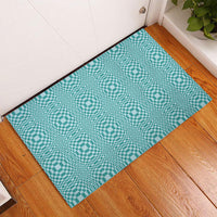 Cyan Filipino Binakol Motifs Rubber Doormat Mabuhay Philippines Festival Kusikus Pattern