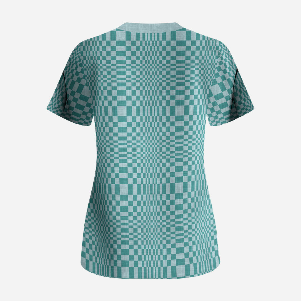 Cyan Filipino Binakol Motifs Scrub Top Mabuhay Philippines Festival Kusikus Pattern