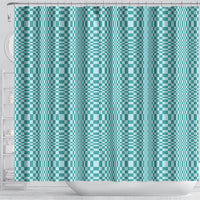 Cyan Filipino Binakol Motifs Shower Curtain Mabuhay Philippines Festival Kusikus Pattern