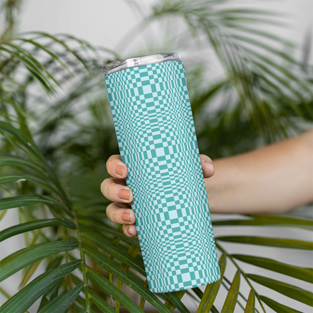 Cyan Filipino Binakol Motifs Skinny Tumbler Mabuhay Philippines Festival Kusikus Pattern