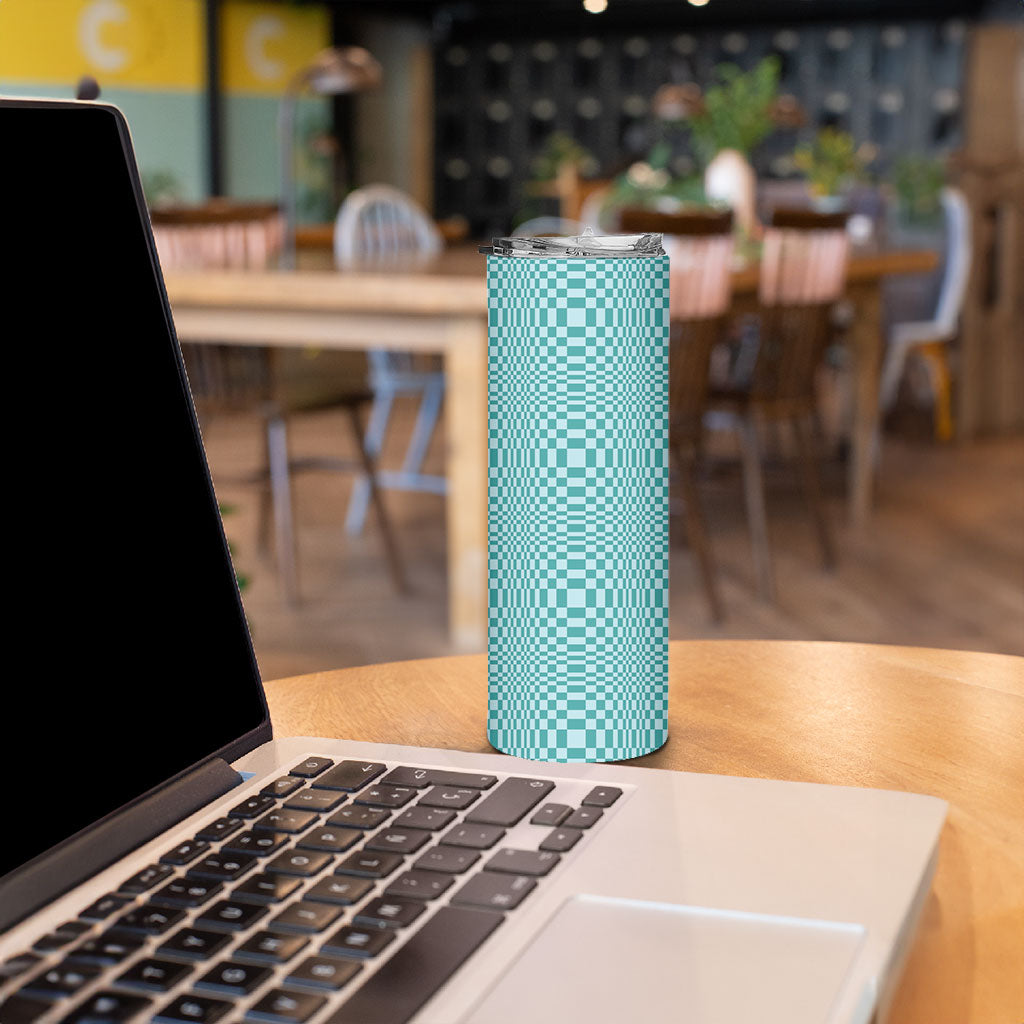 Cyan Filipino Binakol Motifs Skinny Tumbler Mabuhay Philippines Festival Kusikus Pattern