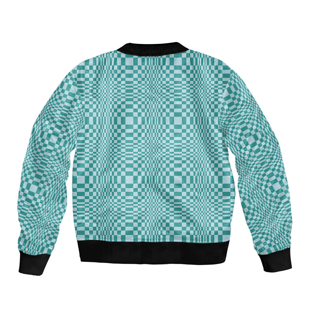 Cyan Filipino Binakol Motifs Sleeve Zip Bomber Jacket Mabuhay Philippines Festival Kusikus Pattern