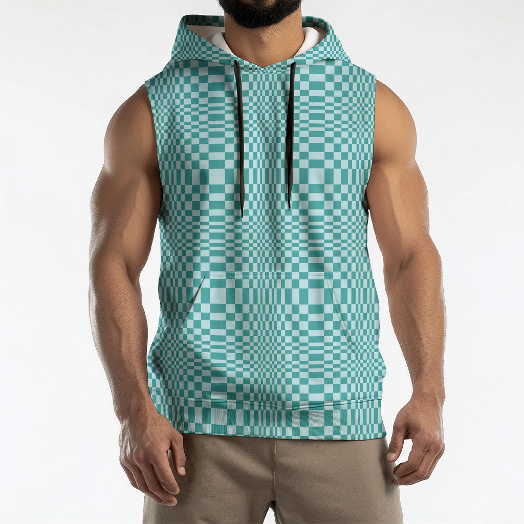 Cyan Filipino Binakol Motifs Sleeveless Hoodie Mabuhay Philippines Festival Kusikus Pattern