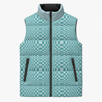 Cyan Filipino Binakol Motifs Sleeveless Puffer Jacket Mabuhay Philippines Festival Kusikus Pattern