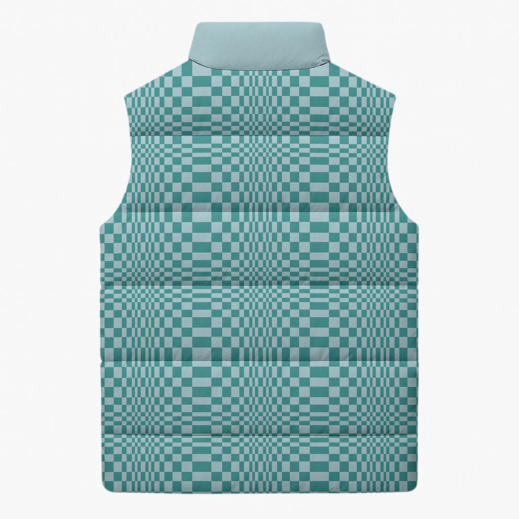 Cyan Filipino Binakol Motifs Sleeveless Puffer Jacket Mabuhay Philippines Festival Kusikus Pattern