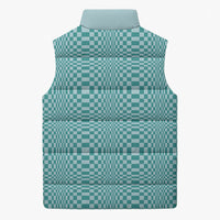 Cyan Filipino Binakol Motifs Sleeveless Puffer Jacket Mabuhay Philippines Festival Kusikus Pattern