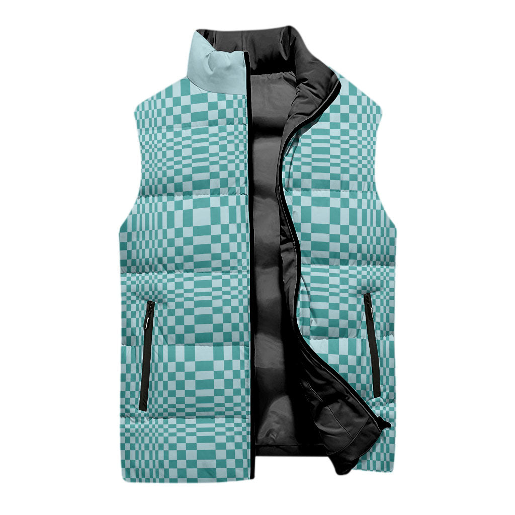 Cyan Filipino Binakol Motifs Sleeveless Puffer Jacket Mabuhay Philippines Festival Kusikus Pattern