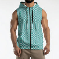 Cyan Filipino Binakol Motifs Sleeveless Zip Hoodie Mabuhay Philippines Festival Kusikus Pattern