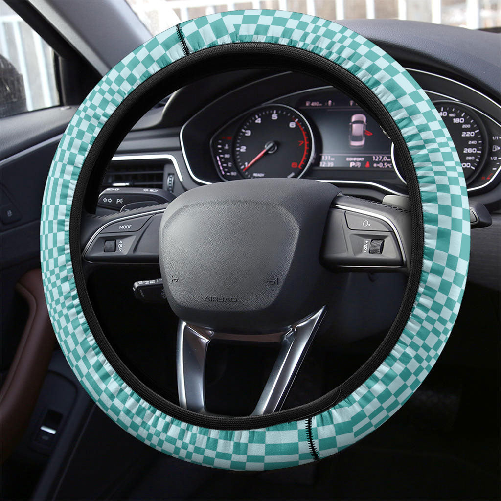 Cyan Filipino Binakol Motifs Steering Wheel Cover Mabuhay Philippines Festival Kusikus Pattern