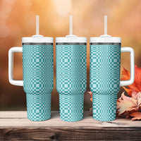Cyan Filipino Binakol Motifs Tumbler With Handle Mabuhay Philippines Festival Kusikus Pattern