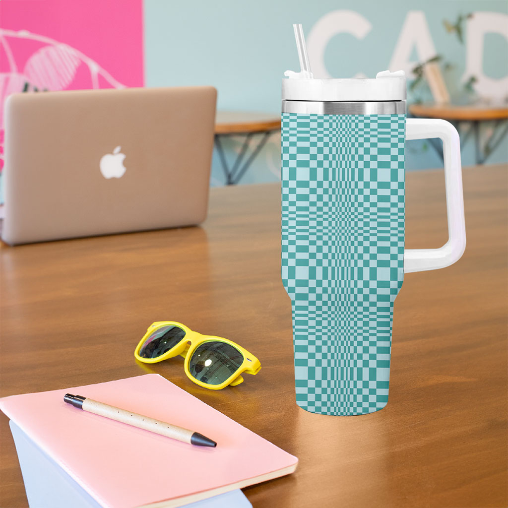Cyan Filipino Binakol Motifs Tumbler With Handle Mabuhay Philippines Festival Kusikus Pattern