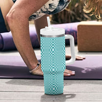 Cyan Filipino Binakol Motifs Tumbler With Handle Mabuhay Philippines Festival Kusikus Pattern