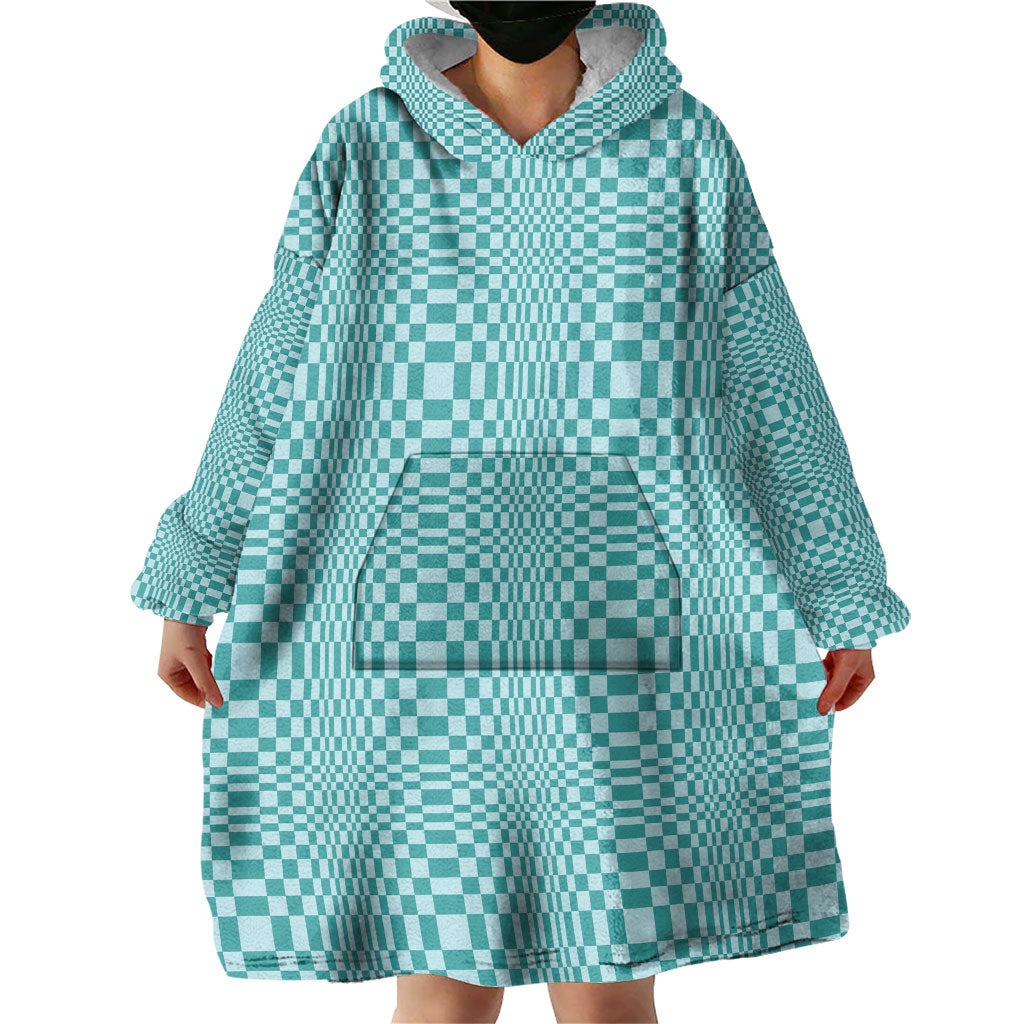 Cyan Filipino Binakol Motifs Wearable Blanket Hoodie Mabuhay Philippines Festival Kusikus Pattern
