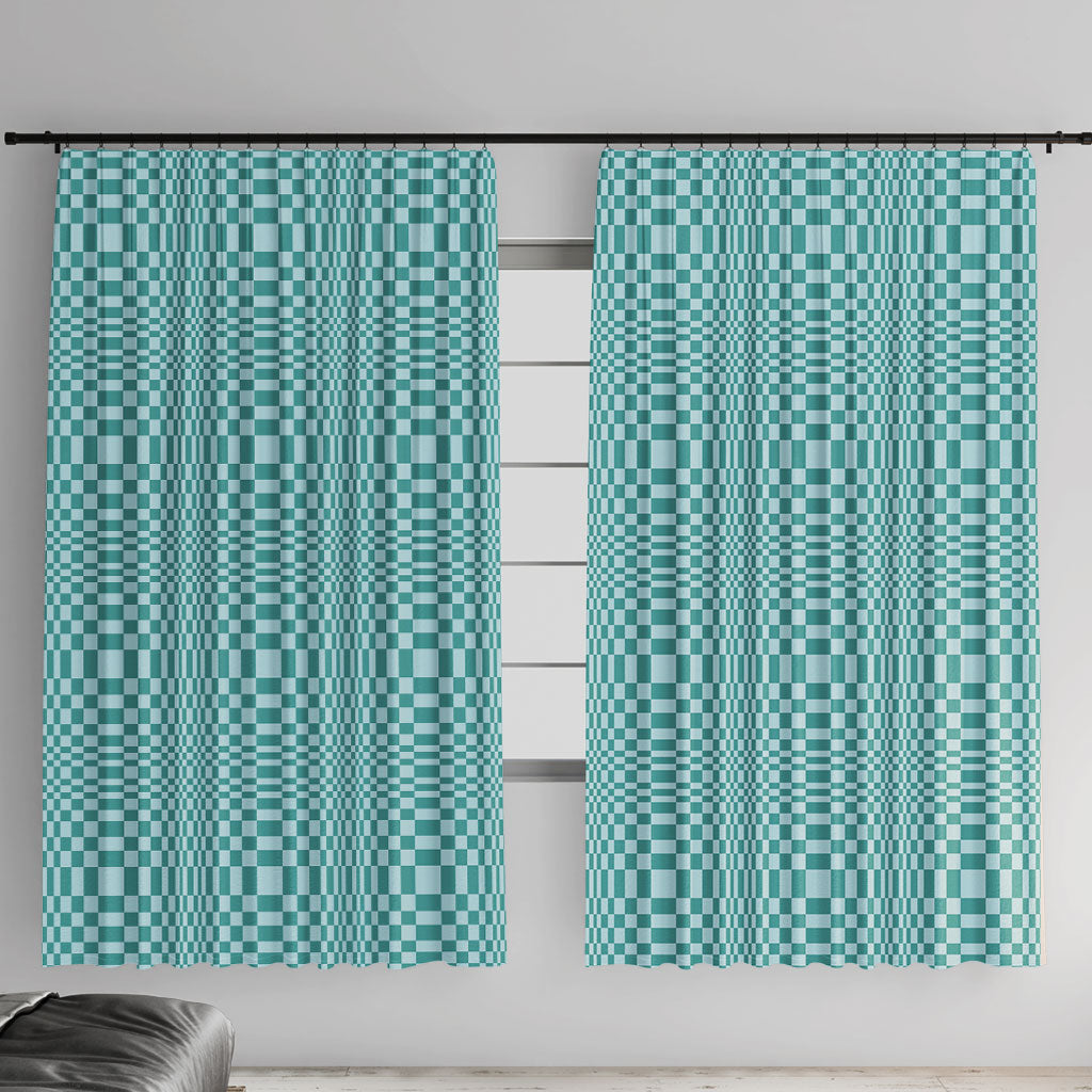 Cyan Filipino Binakol Motifs Window Curtain Mabuhay Philippines Festival Kusikus Pattern