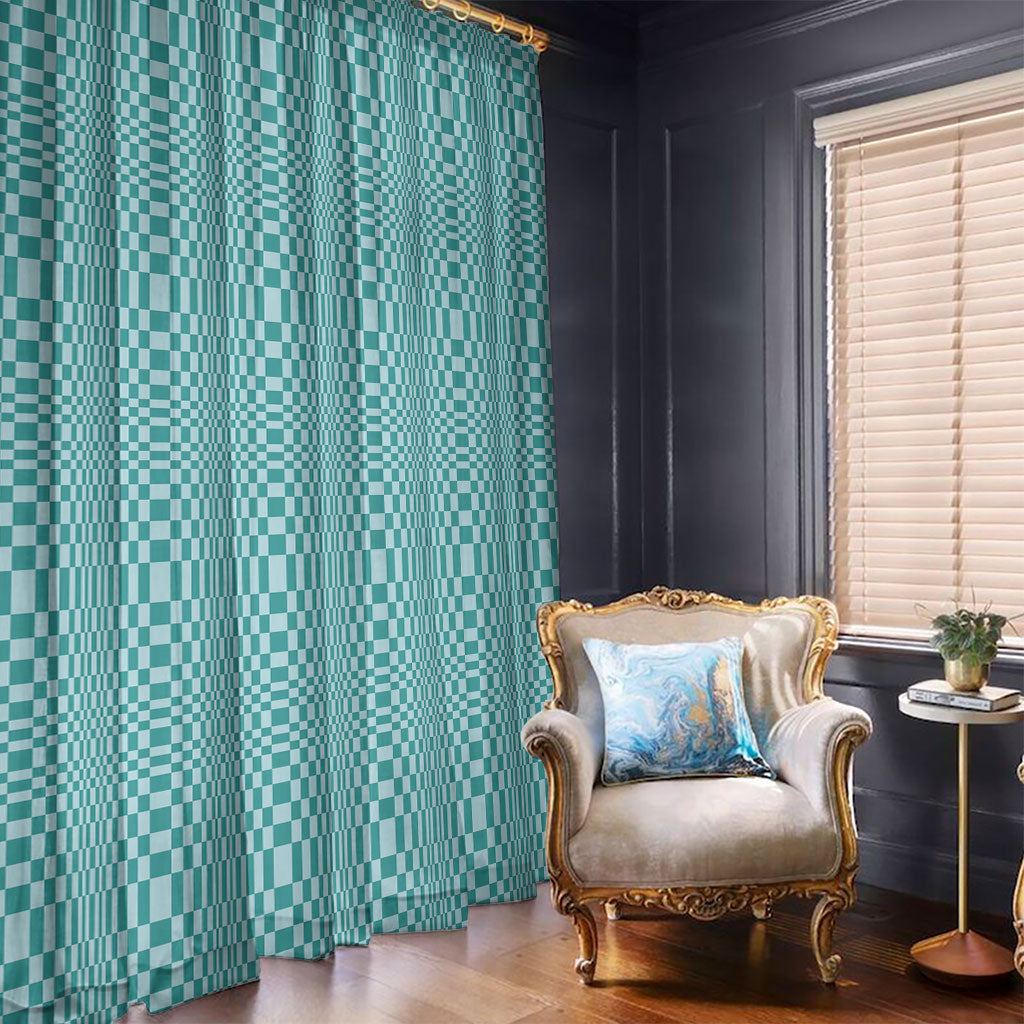 Cyan Filipino Binakol Motifs Window Curtain Mabuhay Philippines Festival Kusikus Pattern