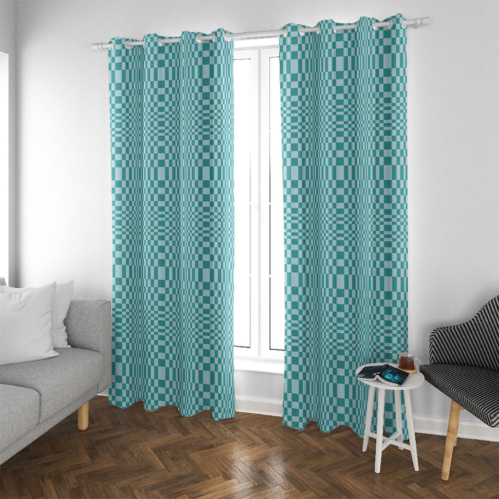 Cyan Filipino Binakol Motifs Window Curtain Mabuhay Philippines Festival Kusikus Pattern