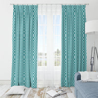 Cyan Filipino Binakol Motifs Window Curtain Mabuhay Philippines Festival Kusikus Pattern