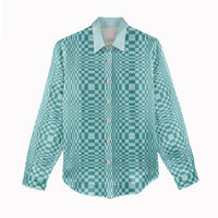 Cyan Filipino Binakol Motifs Women Casual Shirt Mabuhay Philippines Festival Kusikus Pattern