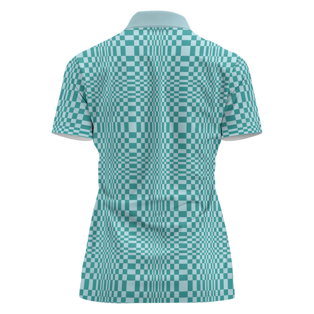 Cyan Filipino Binakol Motifs Women Polo Shirt Mabuhay Philippines Festival Kusikus Pattern