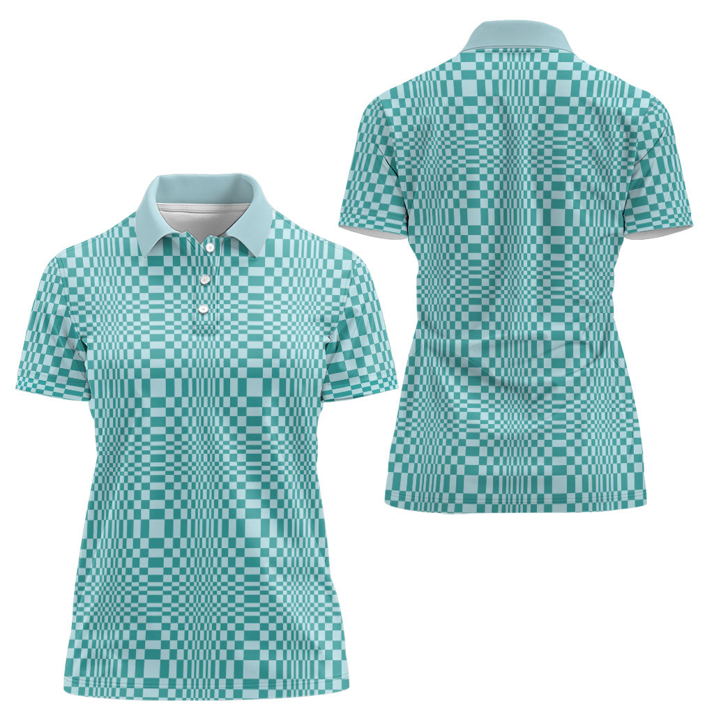 Cyan Filipino Binakol Motifs Women Polo Shirt Mabuhay Philippines Festival Kusikus Pattern