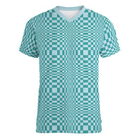 Cyan Filipino Binakol Motifs Women V-Neck T-Shirt Mabuhay Philippines Festival Kusikus Pattern