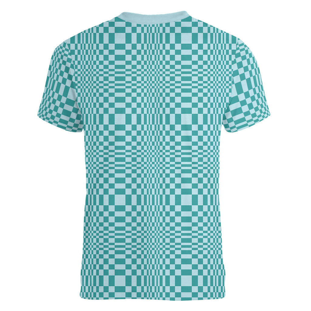 Cyan Filipino Binakol Motifs Women V-Neck T-Shirt Mabuhay Philippines Festival Kusikus Pattern