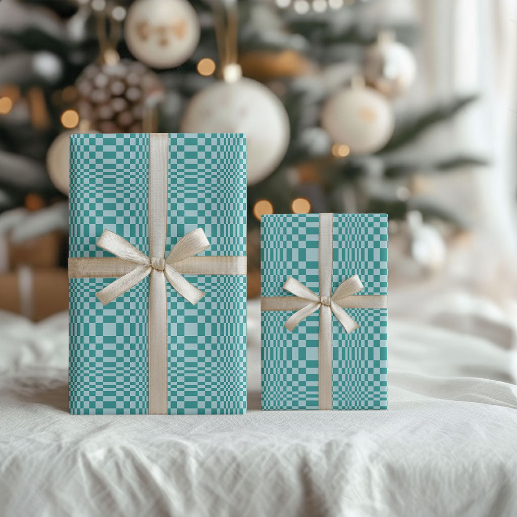 Cyan Filipino Binakol Motifs Wrapping Paper Mabuhay Philippines Festival Kusikus Pattern