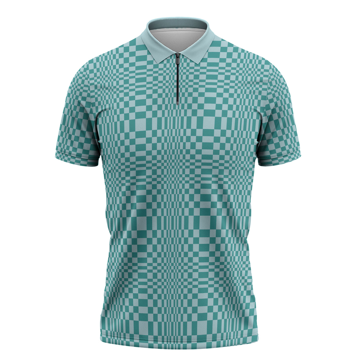 Cyan Filipino Binakol Motifs Zipper Polo Shirt Mabuhay Philippines Festival Kusikus Pattern