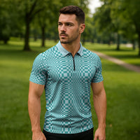 Cyan Filipino Binakol Motifs Zipper Polo Shirt Mabuhay Philippines Festival Kusikus Pattern