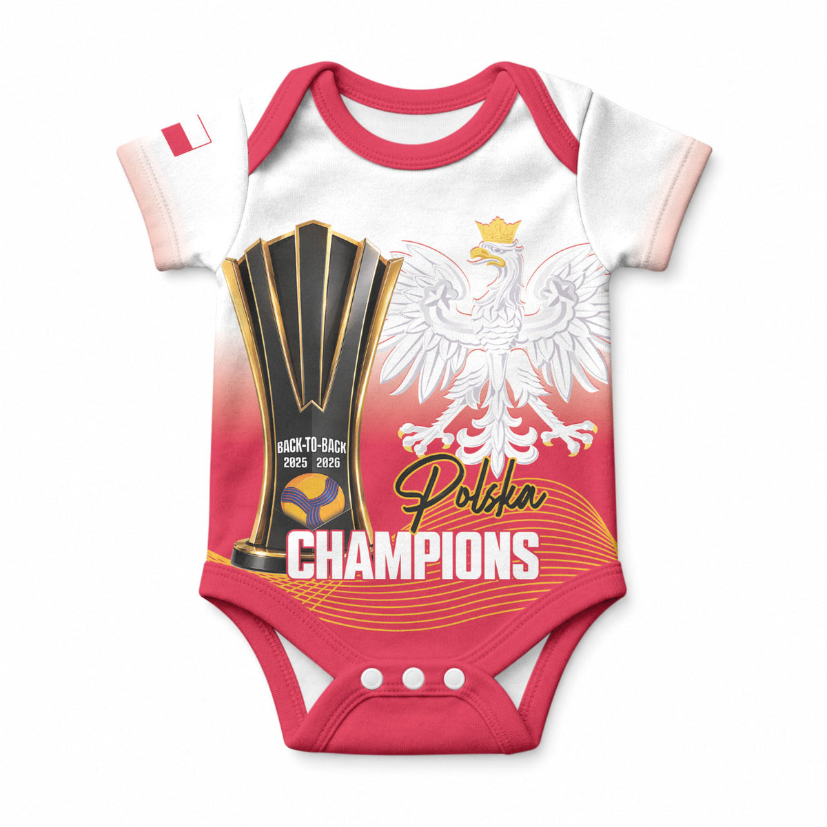 Personalised Poland Volleyball 2026 Baby Onesie Polska Back To Back Champions