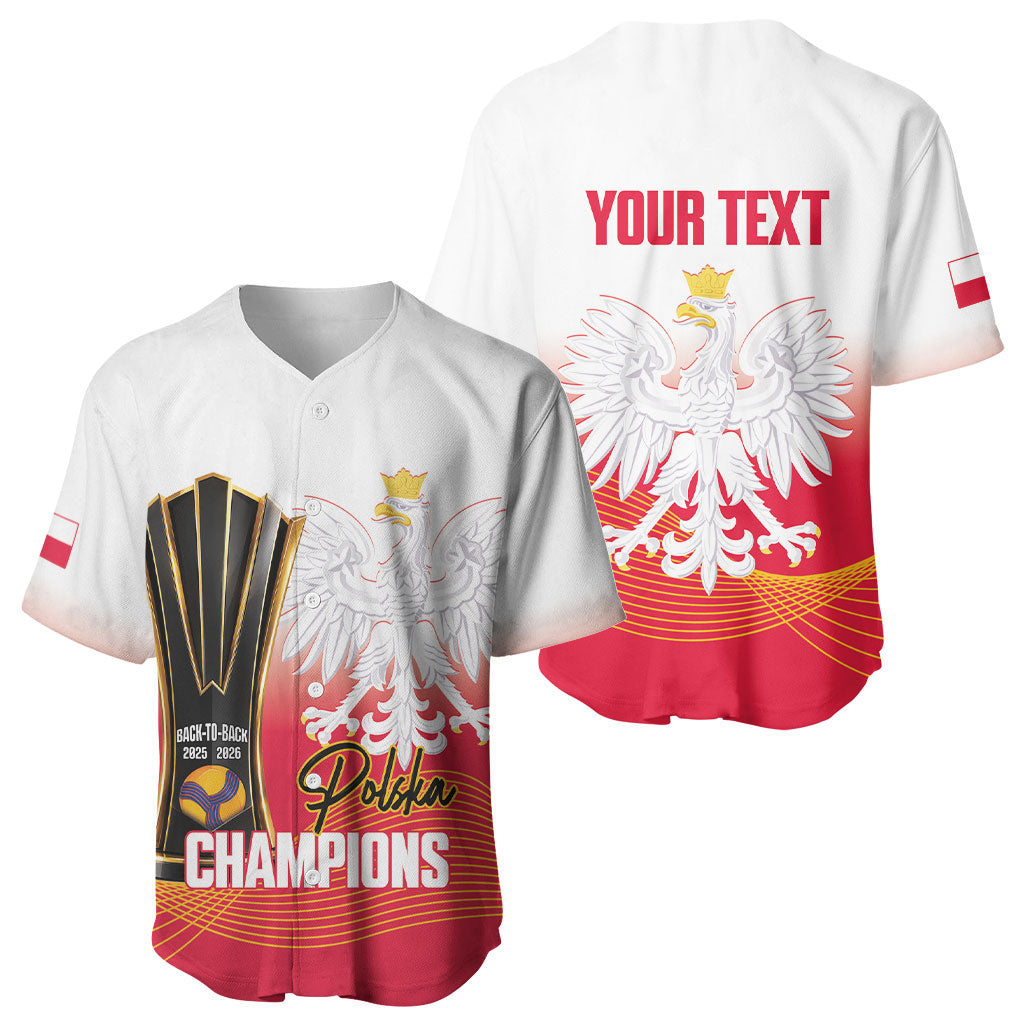 Personalised Poland Volleyball 2026 Baseball Jersey Polska Back To Back Champions