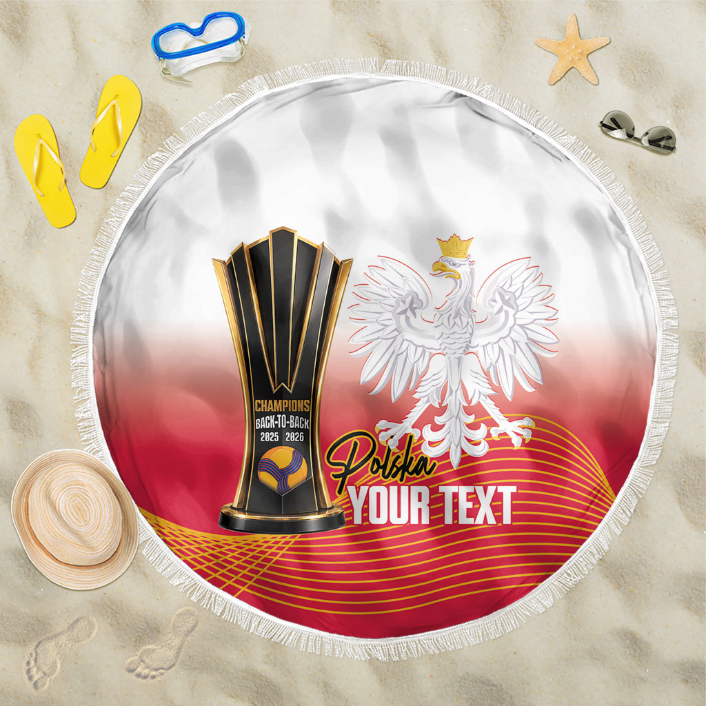 Personalised Poland Volleyball 2026 Beach Blanket Polska Back To Back Champions