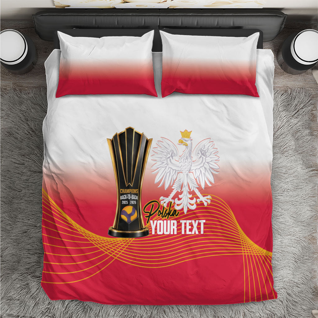 Personalised Poland Volleyball 2026 Bedding Set Polska Back To Back Champions