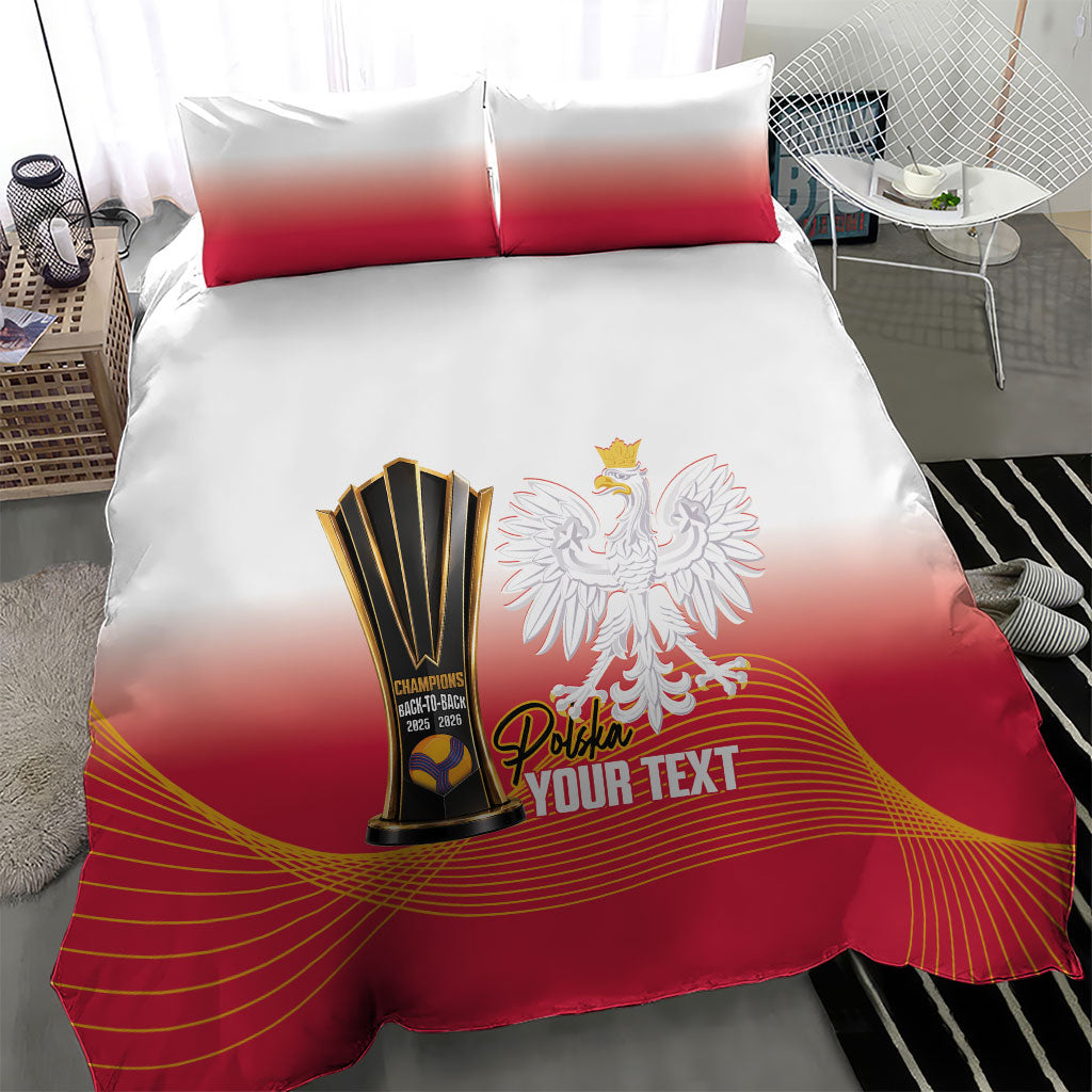 Personalised Poland Volleyball 2026 Bedding Set Polska Back To Back Champions