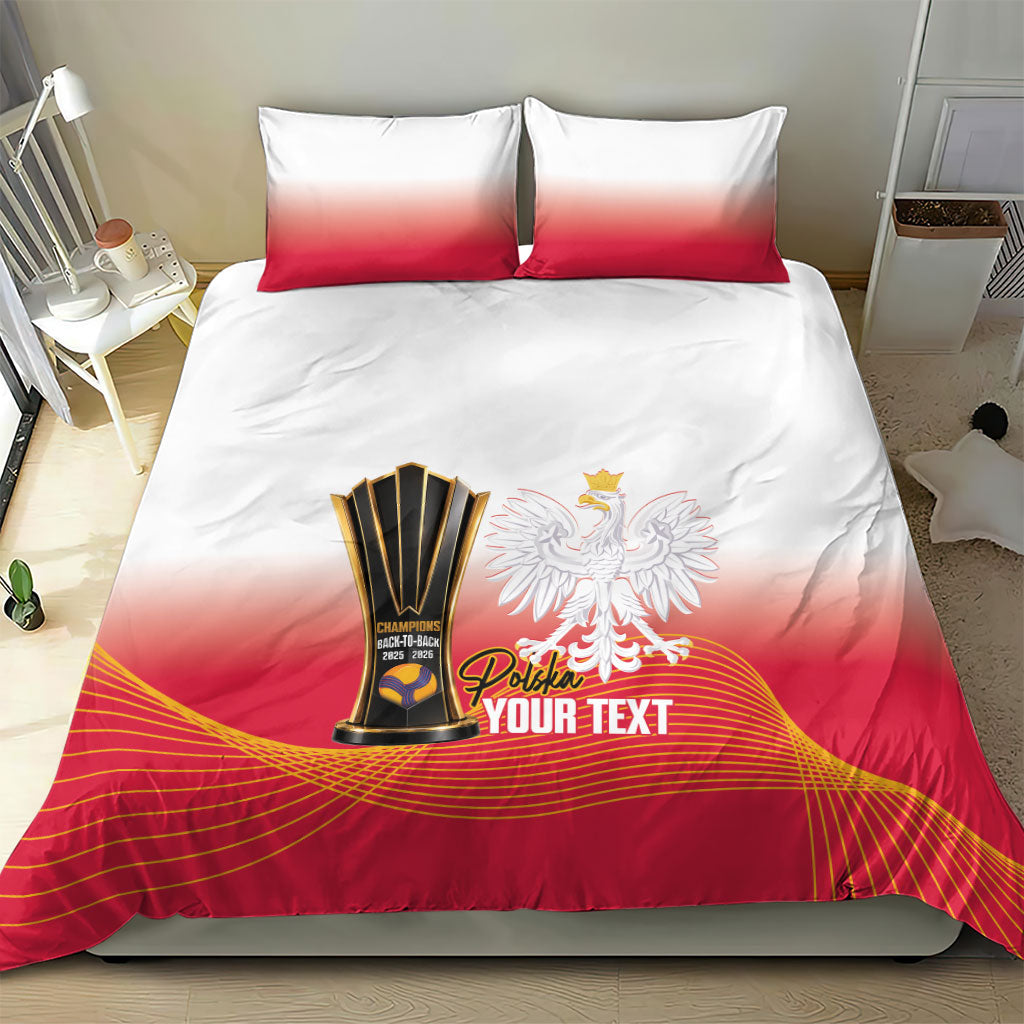 Personalised Poland Volleyball 2026 Bedding Set Polska Back To Back Champions