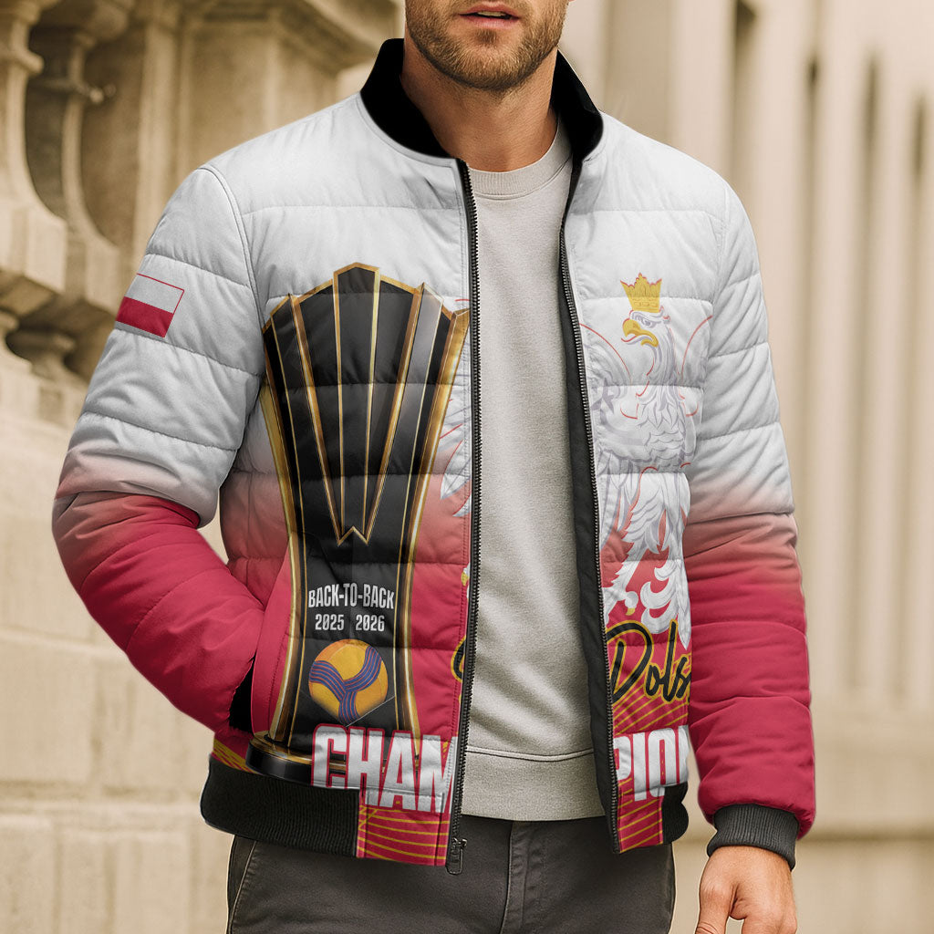 Personalised Poland Volleyball 2026 Bomber Puffer Jacket Polska Back To Back Champions