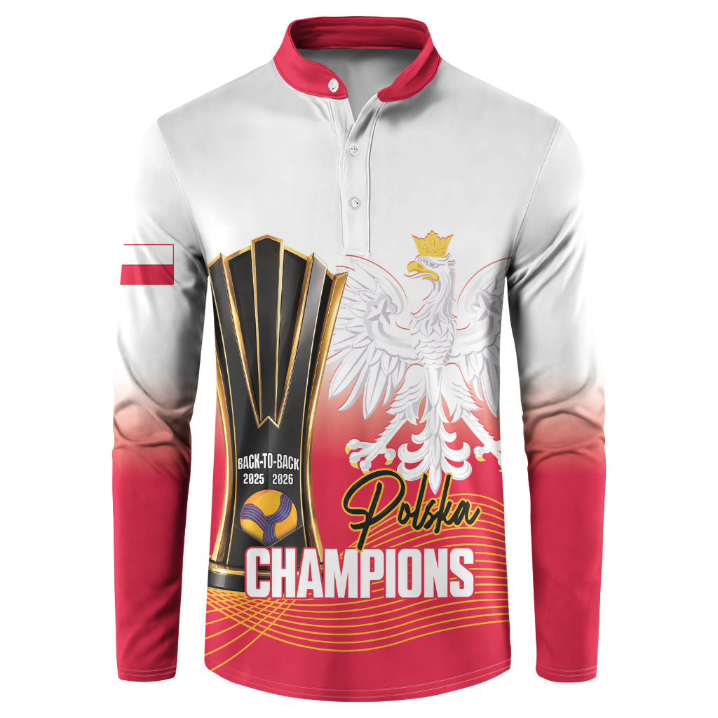 Personalised Poland Volleyball 2026 Button Sweatshirt Polska Back To Back Champions