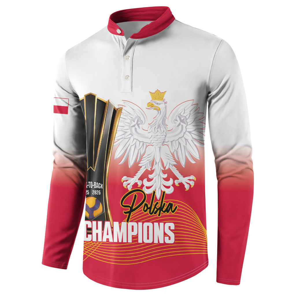 Personalised Poland Volleyball 2026 Button Sweatshirt Polska Back To Back Champions