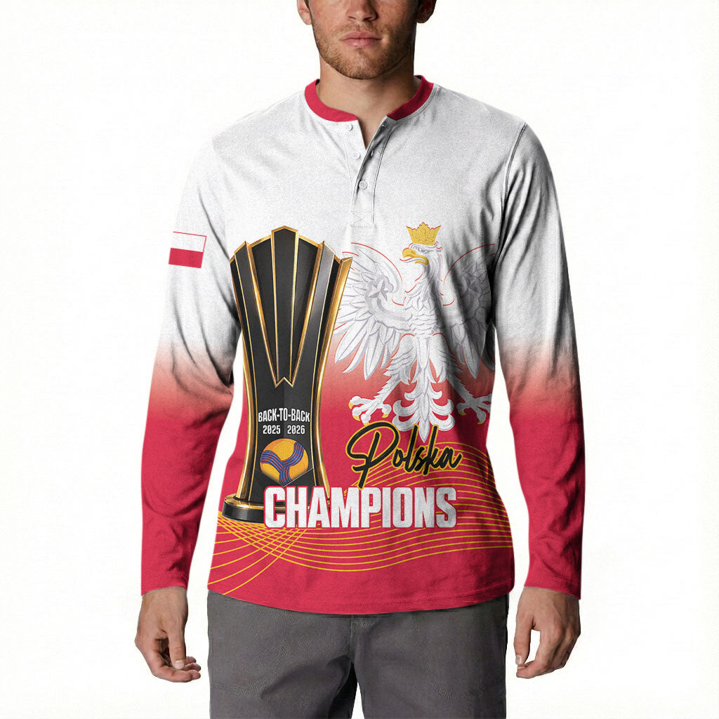 Personalised Poland Volleyball 2026 Button Sweatshirt Polska Back To Back Champions
