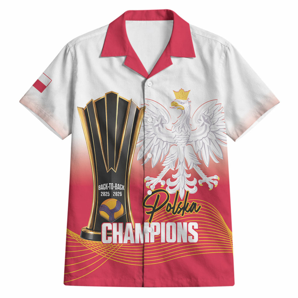 Personalised Poland Volleyball 2026 Hawaiian Shirt Polska Back To Back Champions