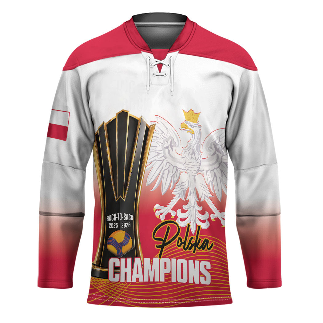 Personalised Poland Volleyball 2026 Hockey Jersey Polska Back To Back Champions