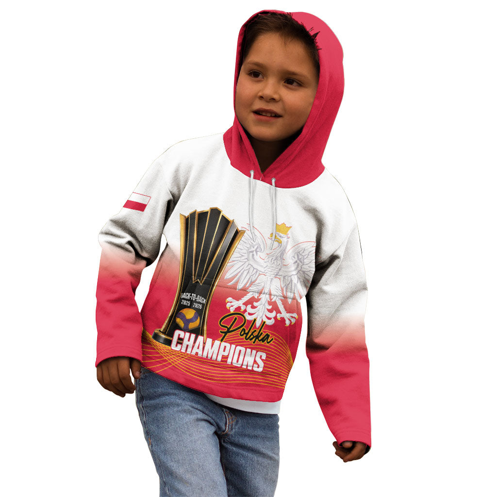 Personalised Poland Volleyball 2026 Kid Hoodie Polska Back To Back Champions