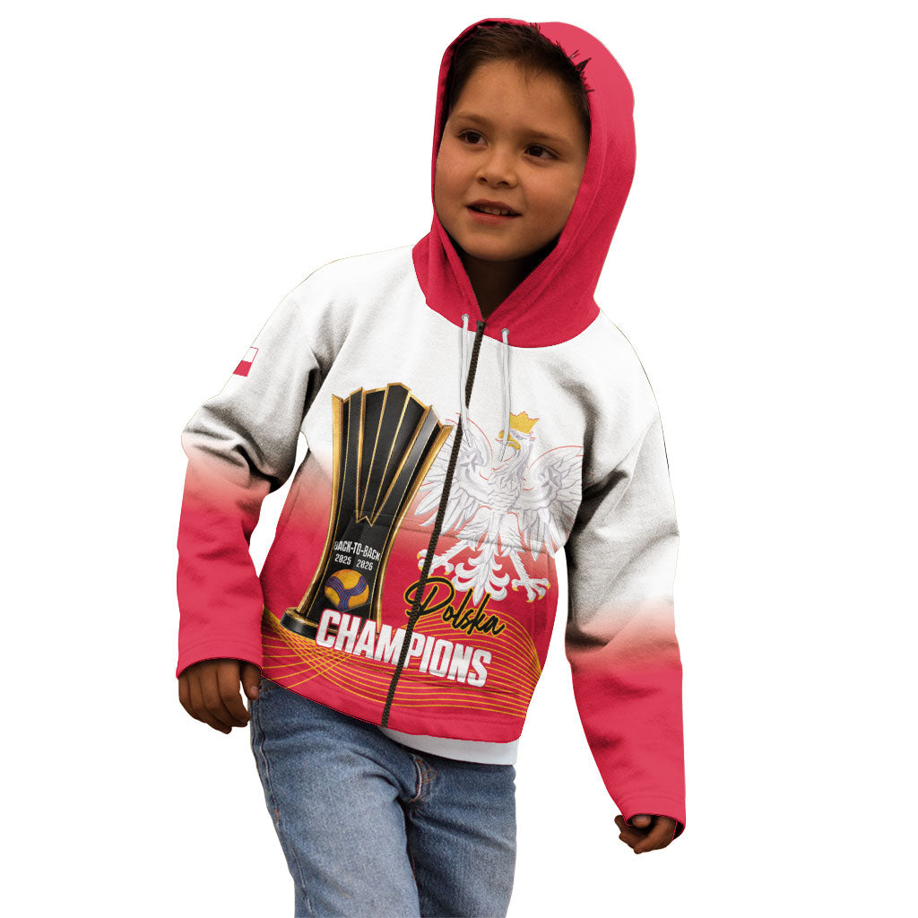 Personalised Poland Volleyball 2026 Kid Hoodie Polska Back To Back Champions