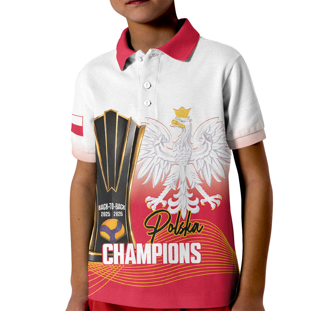 Personalised Poland Volleyball 2026 Kid Polo Shirt Polska Back To Back Champions