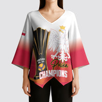 Personalised Poland Volleyball 2026 Kimono Sleeve Blouse Polska Back To Back Champions