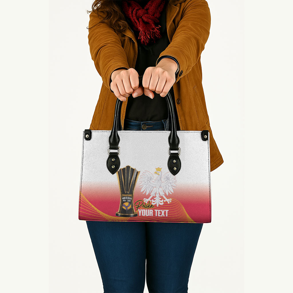 Personalised Poland Volleyball 2026 Leather Bag Polska Back To Back Champions